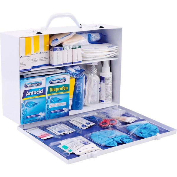 Global Industrial First Aid Kit, 50-75 Person, ANSI Compliant, 2-Shelf Steel Cabinet 761295A - main